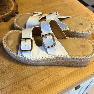White mountain ladies wedge sandals